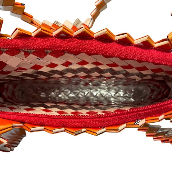 Handcrafted Upcycled Woven Gum Wrappers Shoulder Bag - Picture 3 of 4